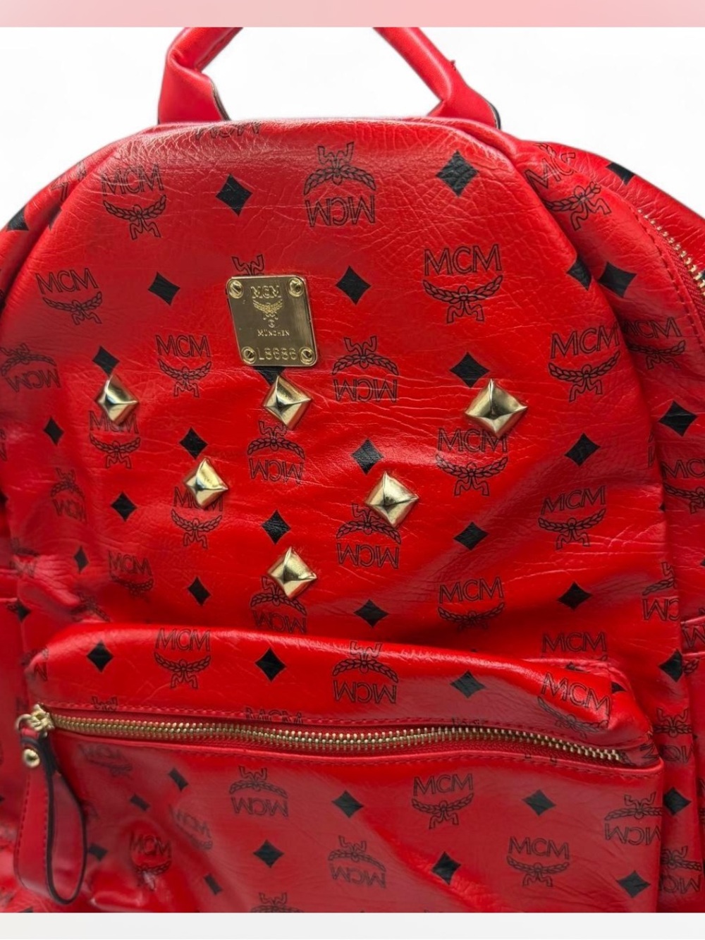 Red Studded Backpack - Picture 5 of 7